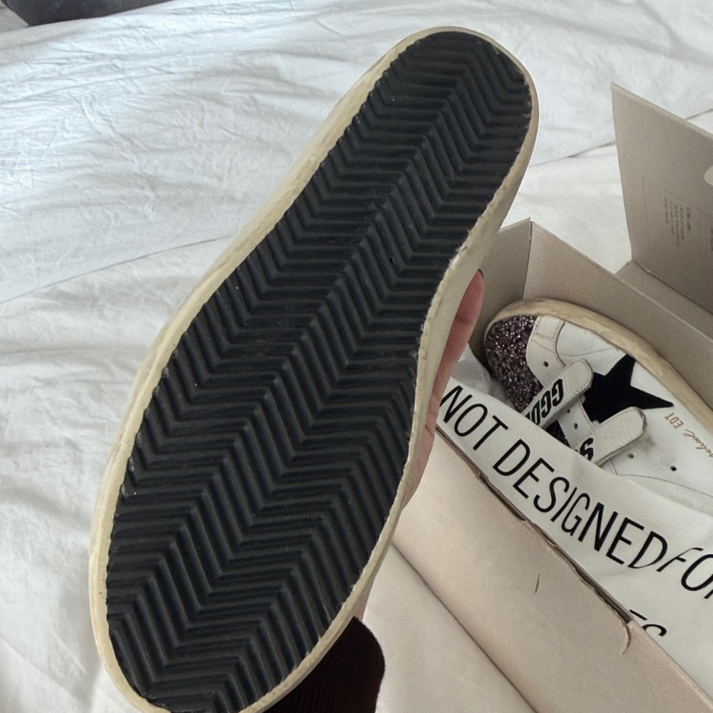 Worn 2x Golden Goose White and Navy Sneakers - Picture 5 of 7